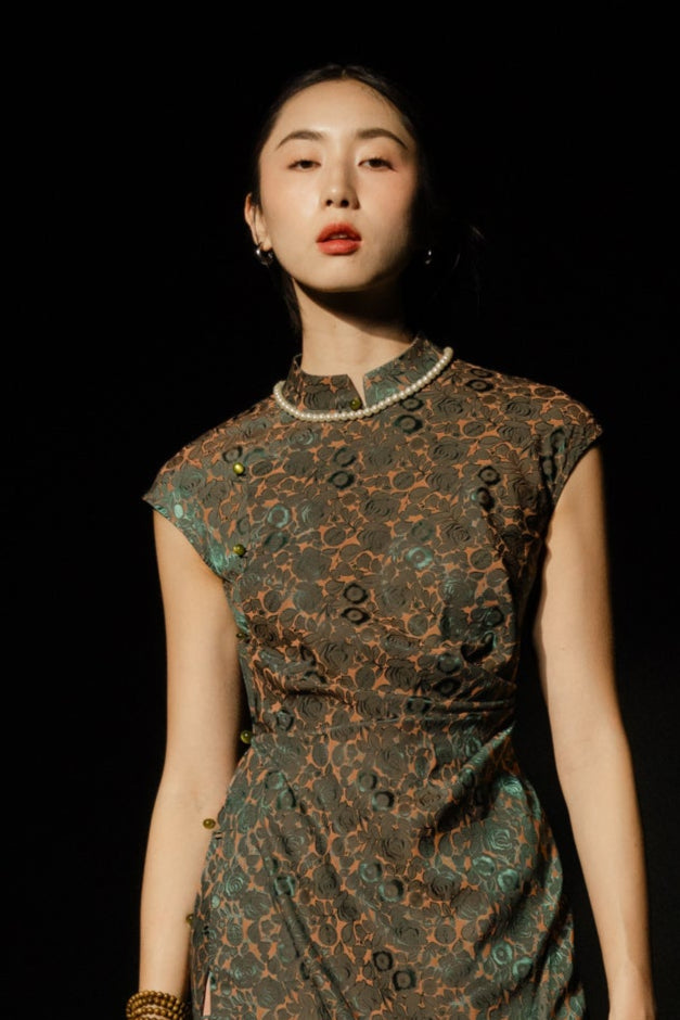 Mandarin Collar Qipao - Black