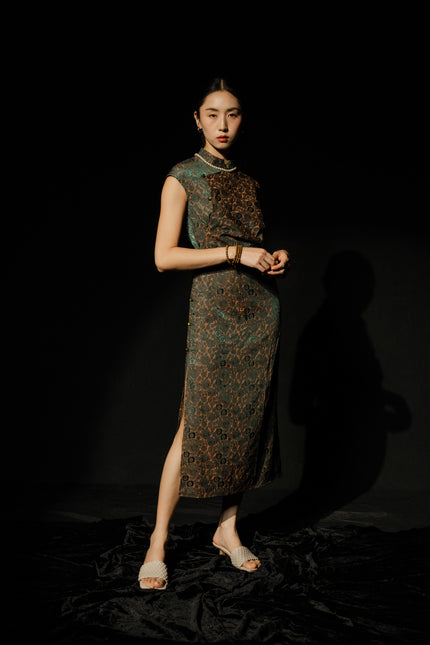 Mandarin Collar Qipao - Black HP65