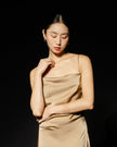 Silk Slip Dress - Brown HP66