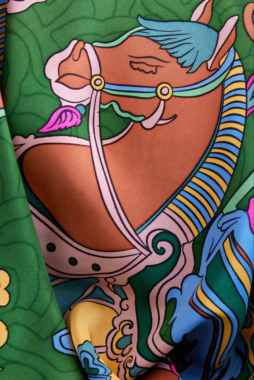 Eternal Fortune Horse Silk Scarf