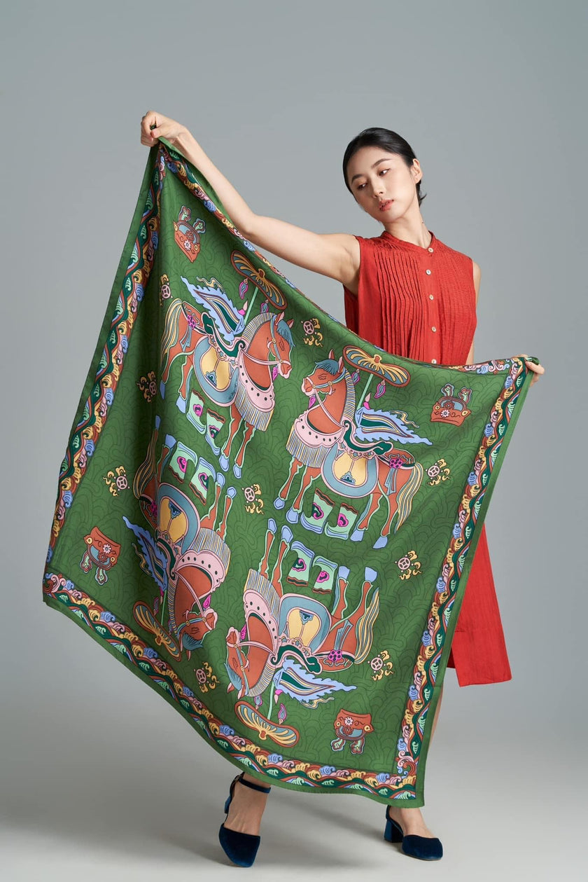Eternal Fortune Horse Silk Scarf