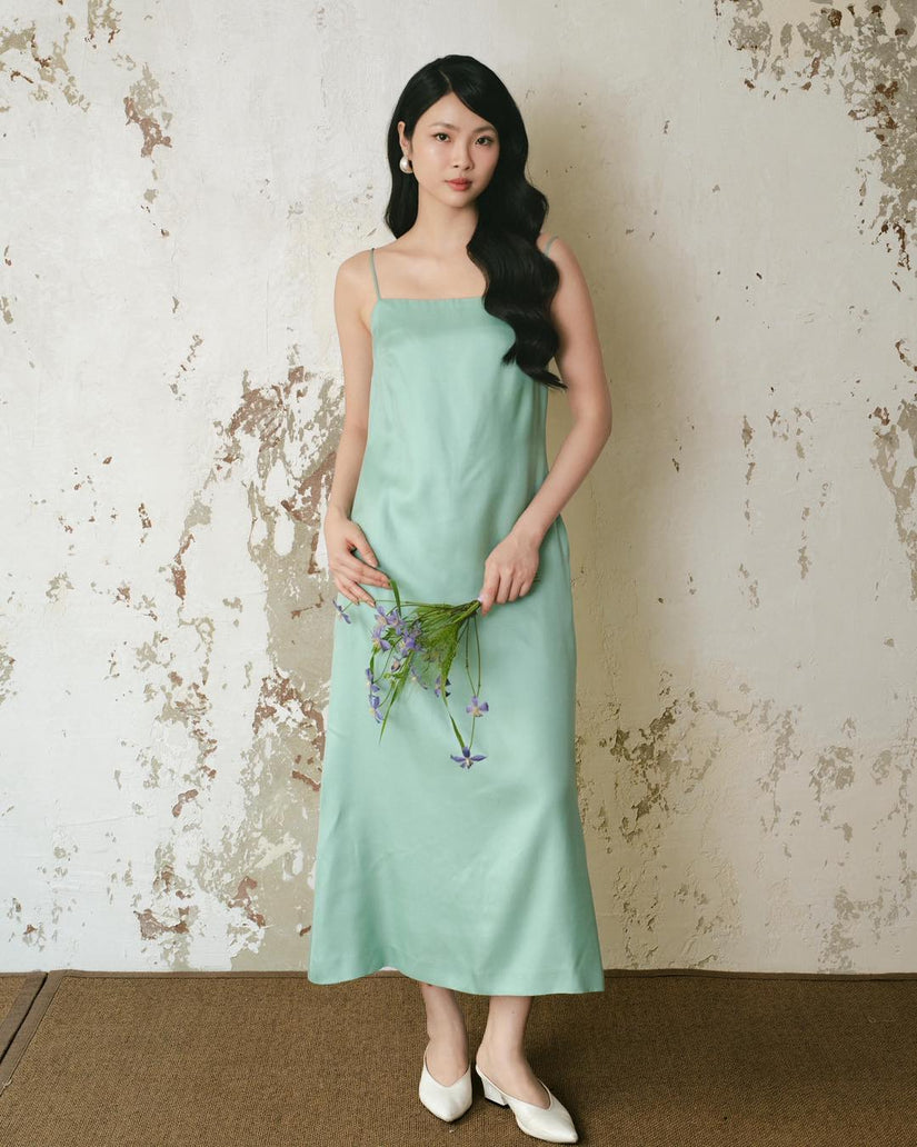 Luxury Silk Spaghetti Strap Dress- HP51