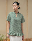 Silken Grace Ruffled Blouse - Green HP40