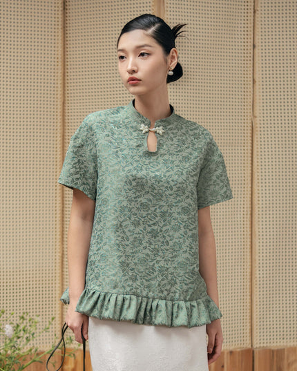 Silken Grace Ruffled Set - Green HP41