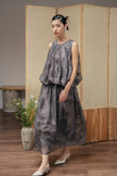 Sheer Petal Midi Dress - Grey HP66