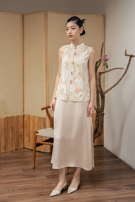 Cherry Bloom Sleeveless Set - Cream HP39