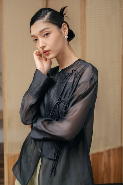Celestial Blouse/Chiffon - Black HP18