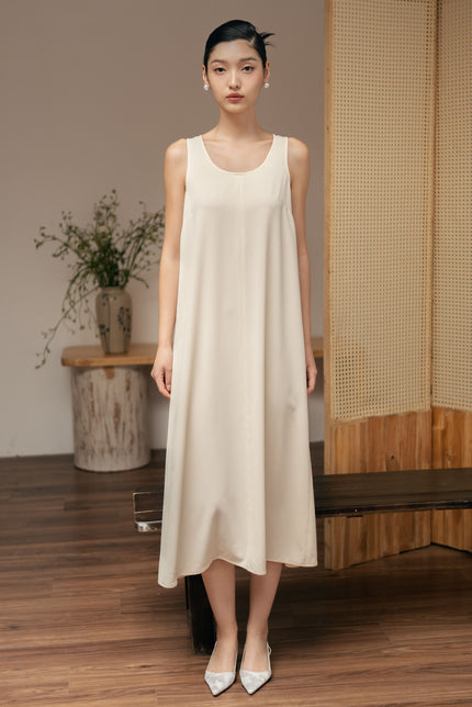 Minimalist Silk Tank Midi Dress - Multi color HP61
