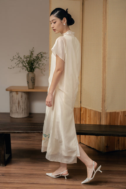 Serene Flow Embroidered Midi Dress - HP59