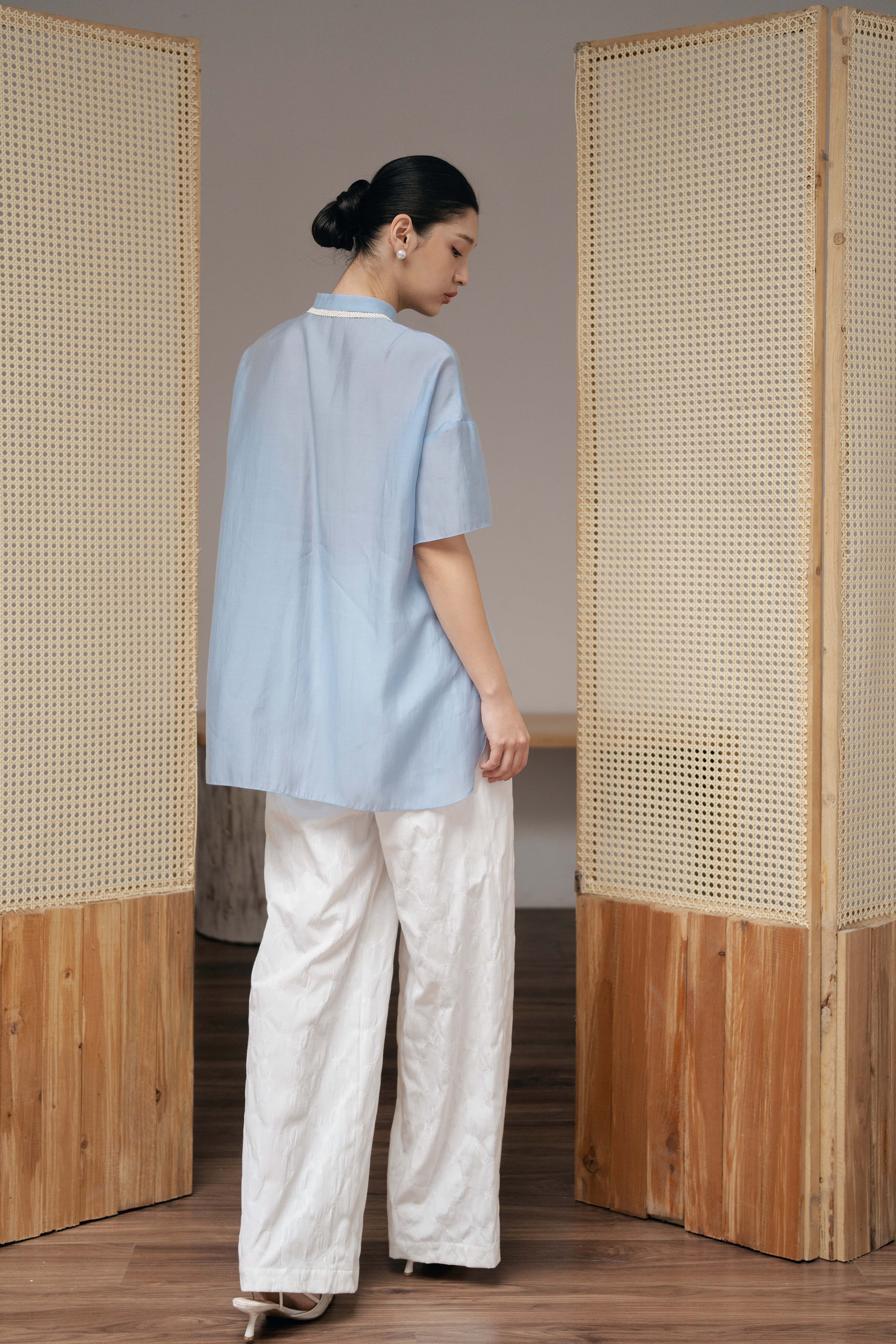 Serene Silk Blend Blouse - Blue HP32